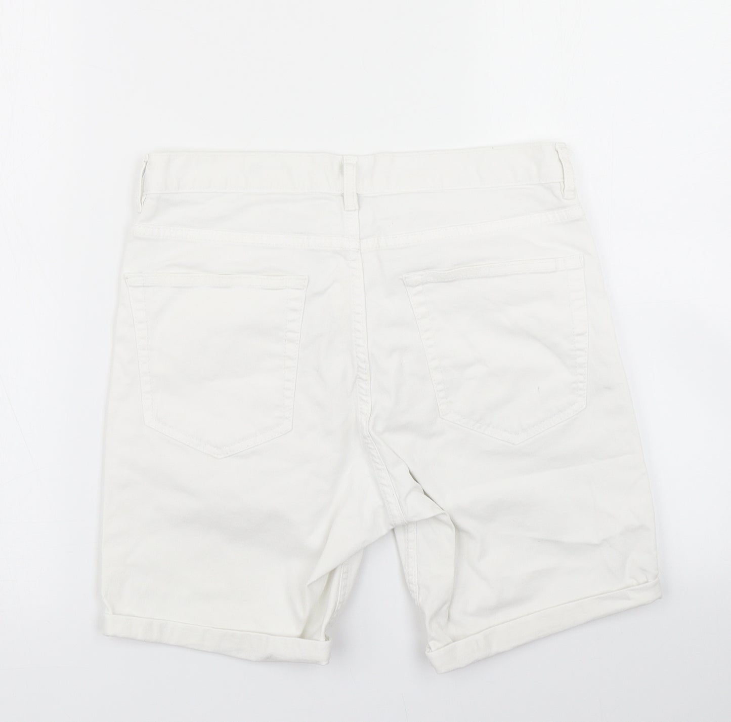 H&M Mens White  Denim Cargo Shorts Size 28 in
