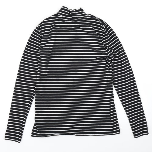 M&S Womens Black Striped  Basic T-Shirt Size 10