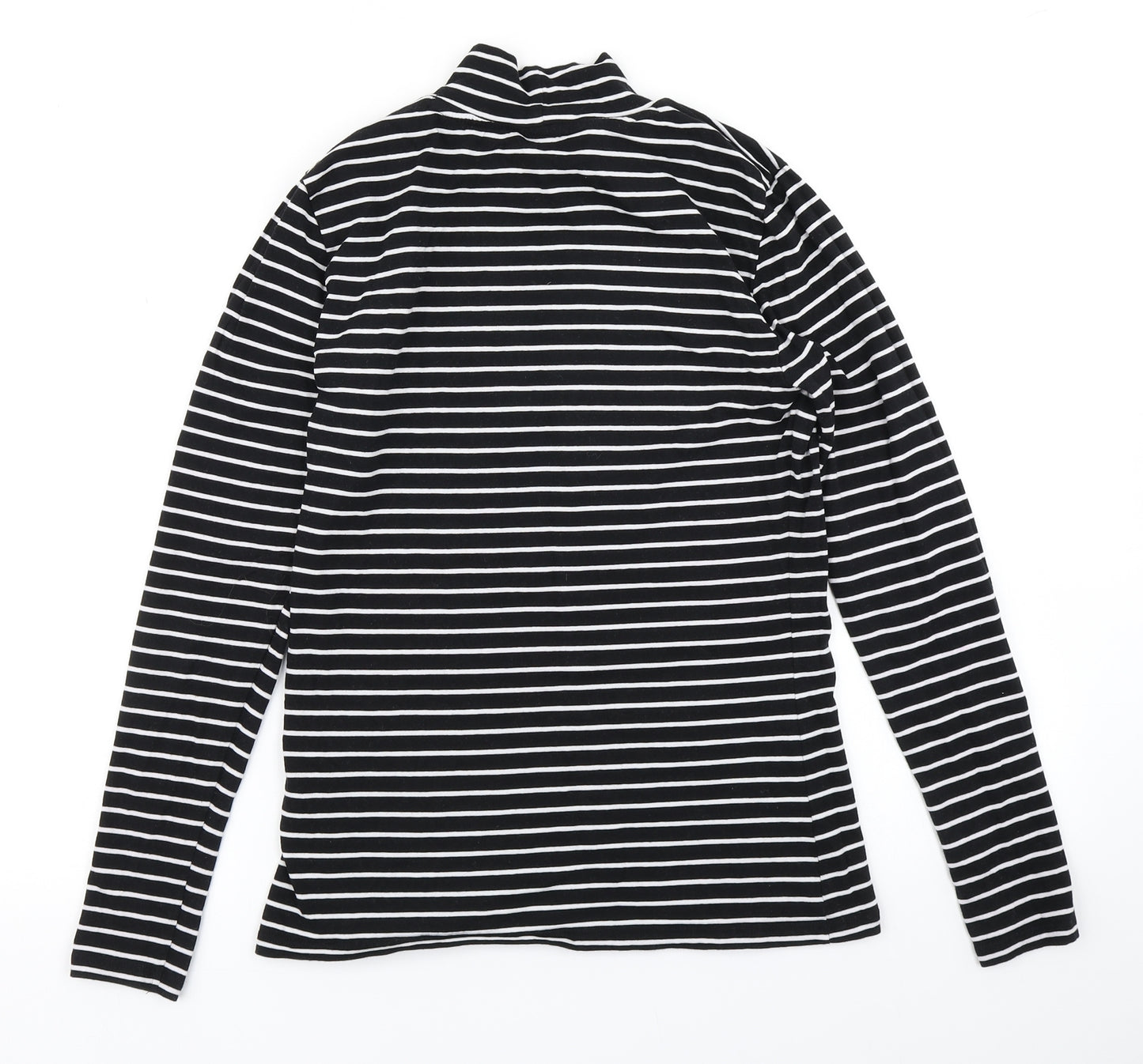 M&S Womens Black Striped  Basic T-Shirt Size 10