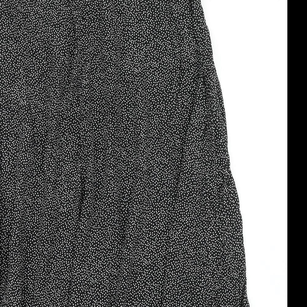 H&M Womens Black Polka Dot  Pleated Skirt Size 12