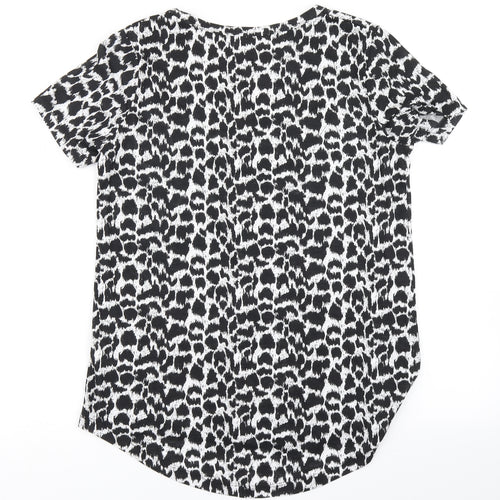 Nutmeg Womens Black Animal Print  Basic T-Shirt Size 8
