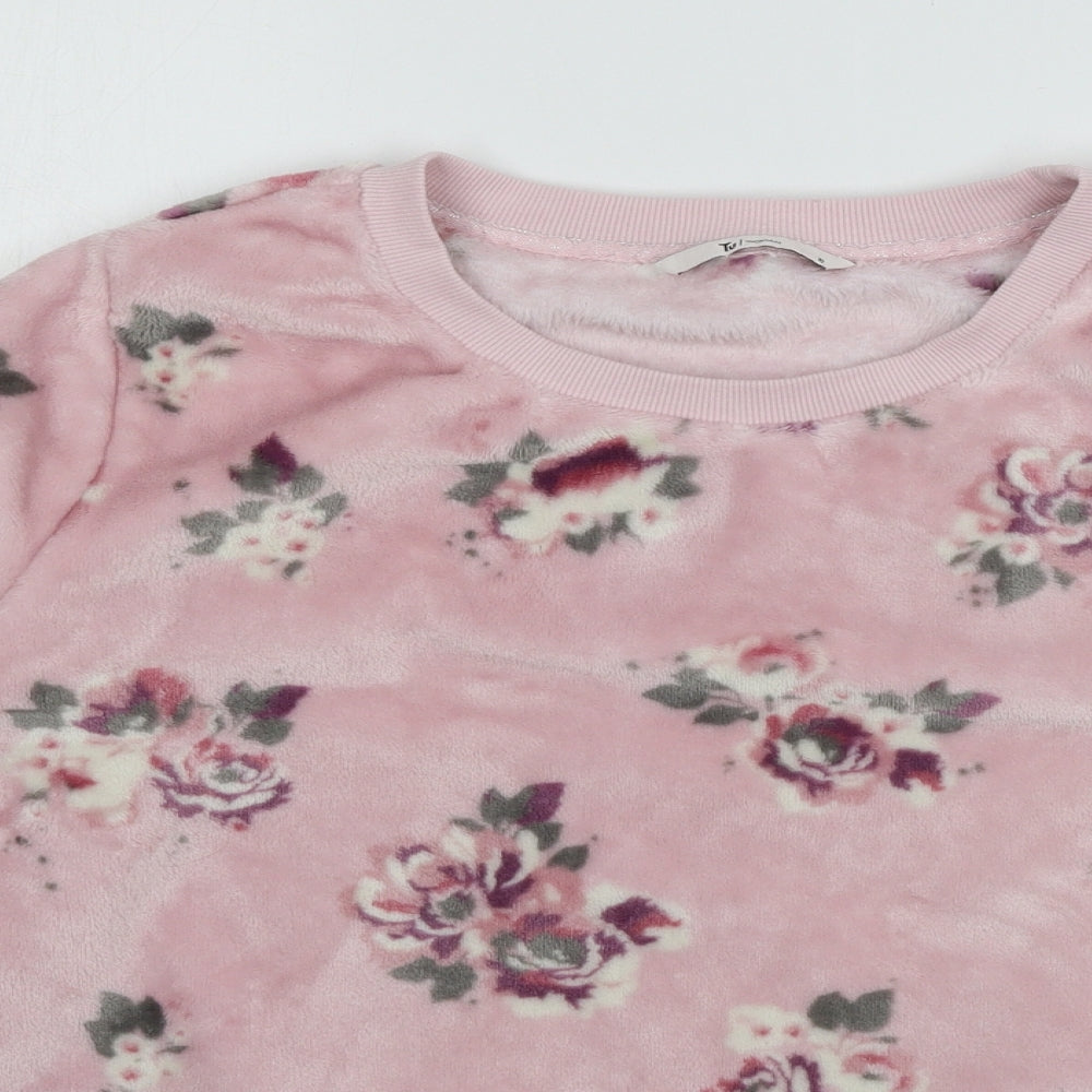 TU Womens Pink Floral Microfibre Top Pyjama Top Size 10