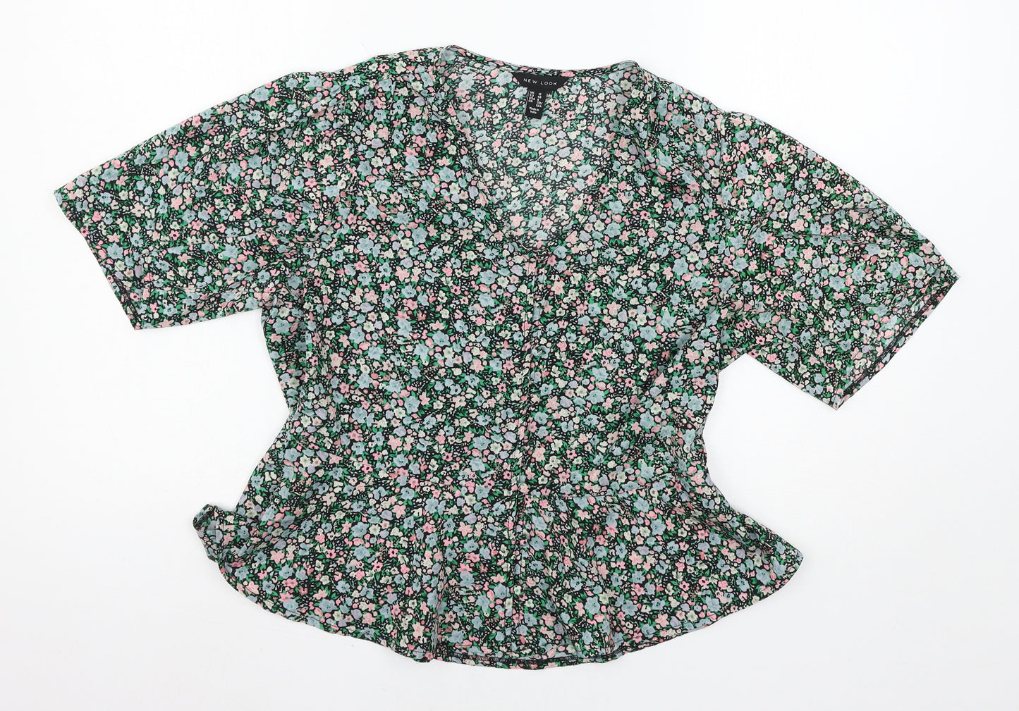 New Look Womens Green Floral  Basic Blouse Size 12