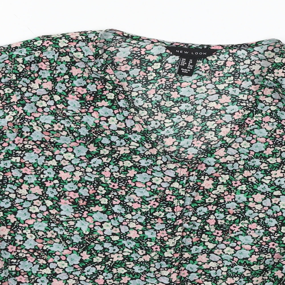 New Look Womens Green Floral  Basic Blouse Size 12
