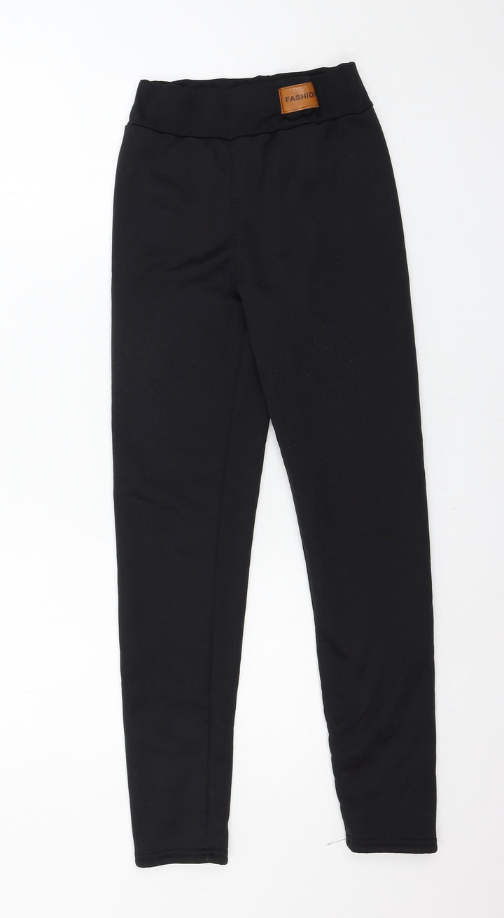 Fashion Womens Black Jersey Capri Leggings Size S L27 in