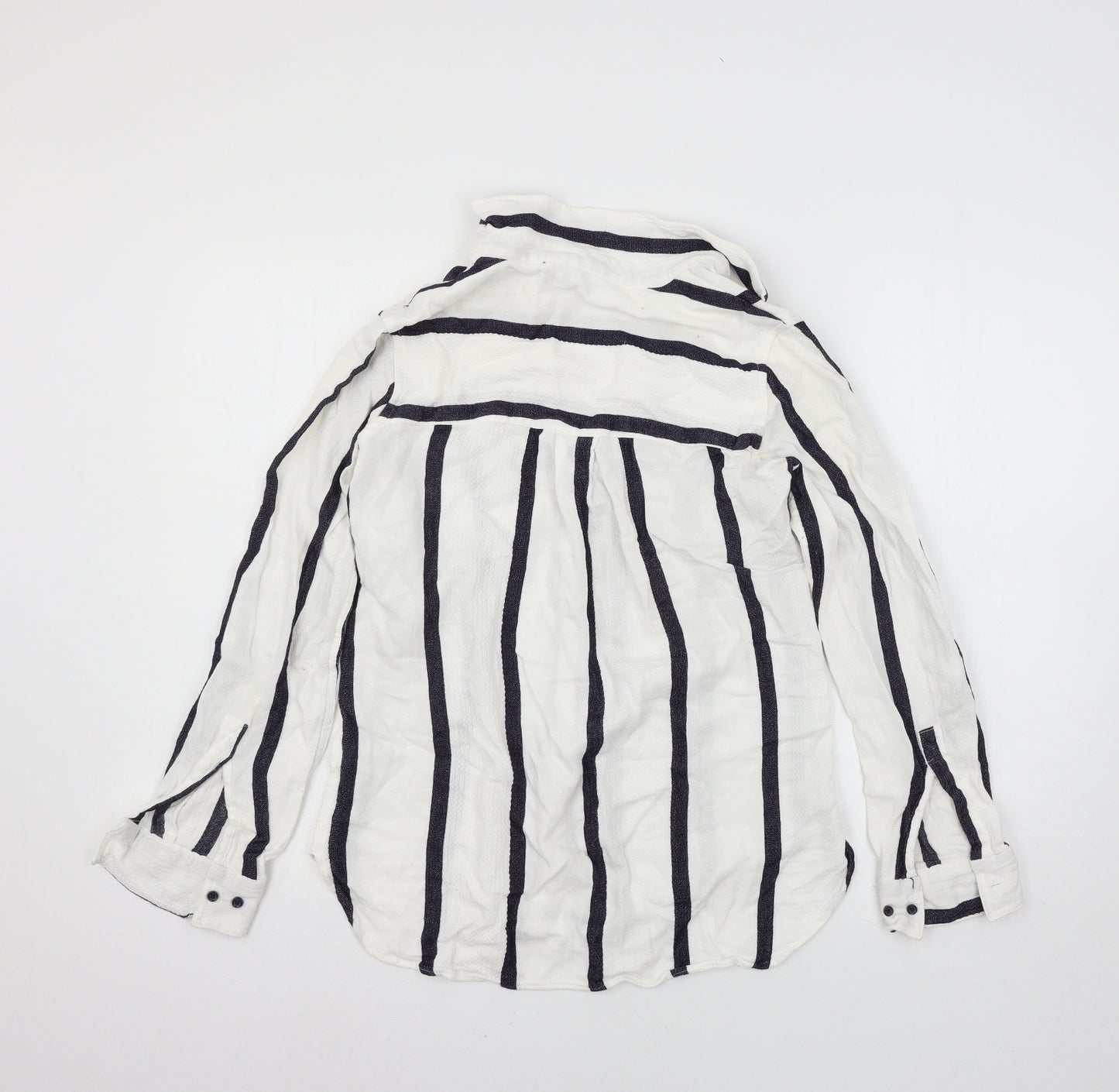 River Island Womens White Striped  Basic Button-Up Size 8