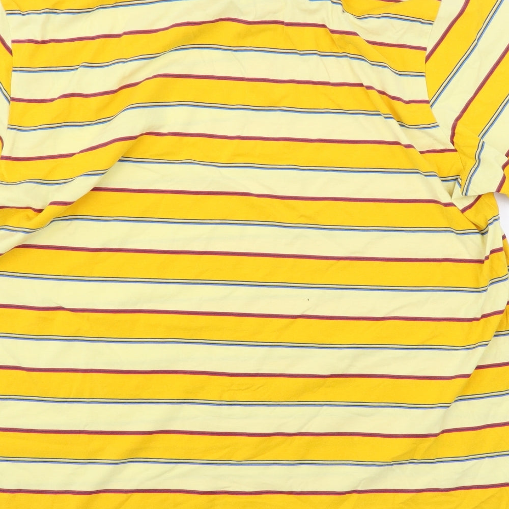 Penguin Mens Yellow Striped Jersey  Polo Size L