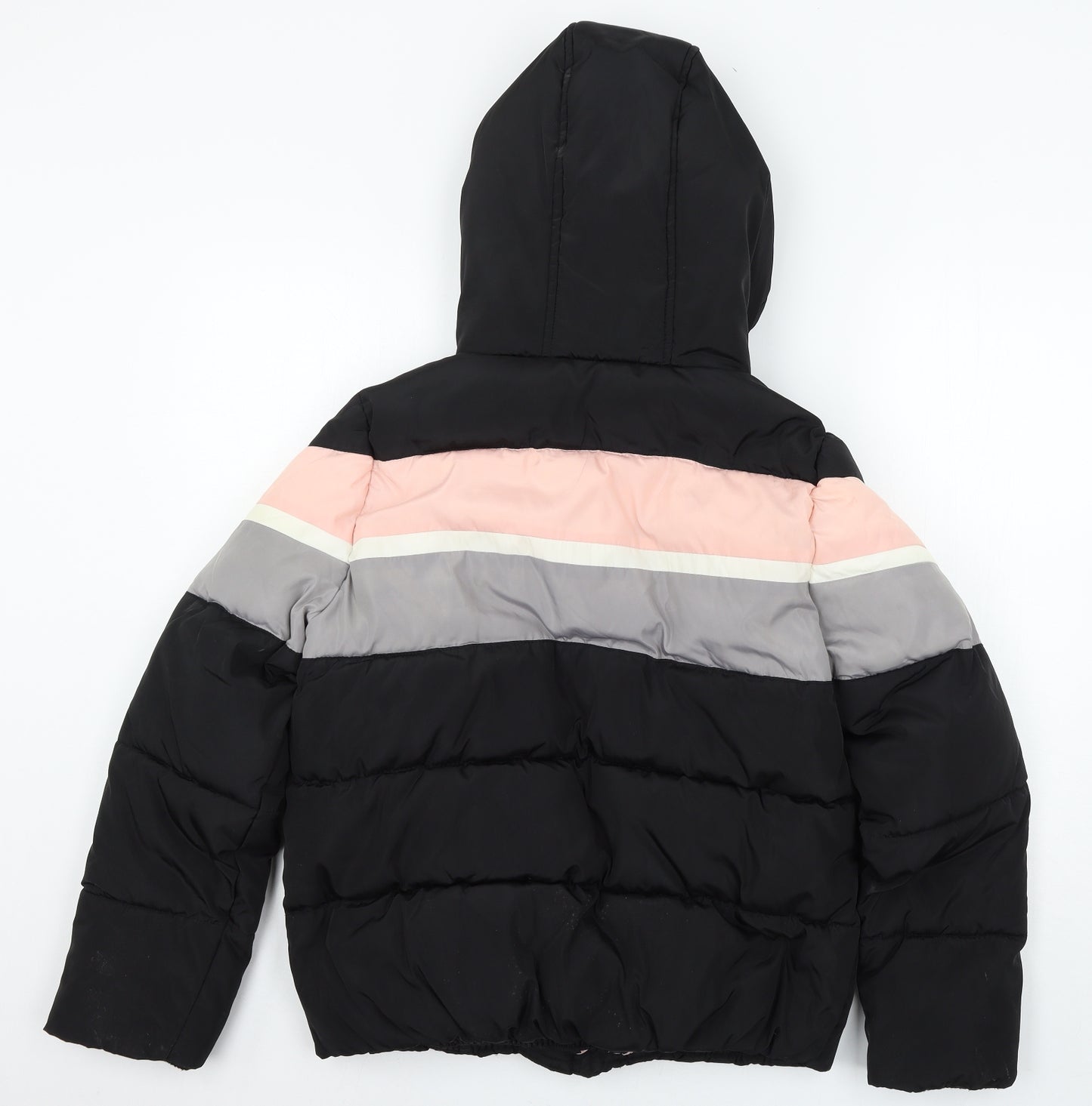 New Look Womens Black Striped  Puffer Jacket Jacket Size 12