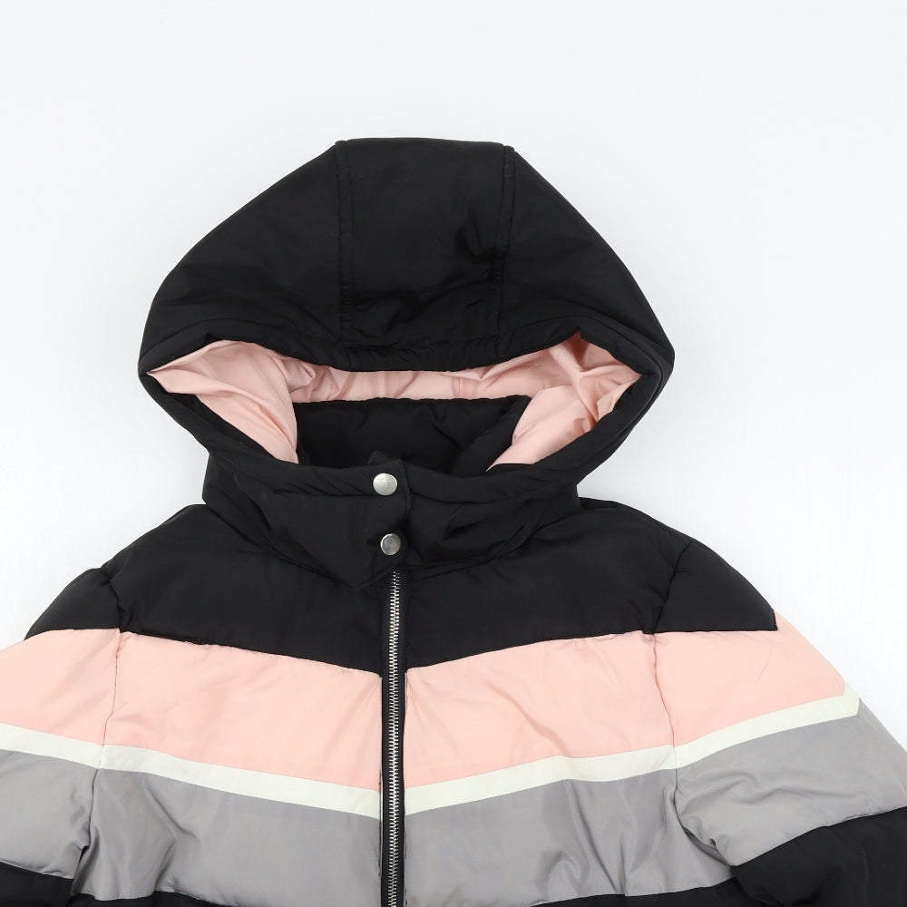 New Look Womens Black Striped  Puffer Jacket Jacket Size 12