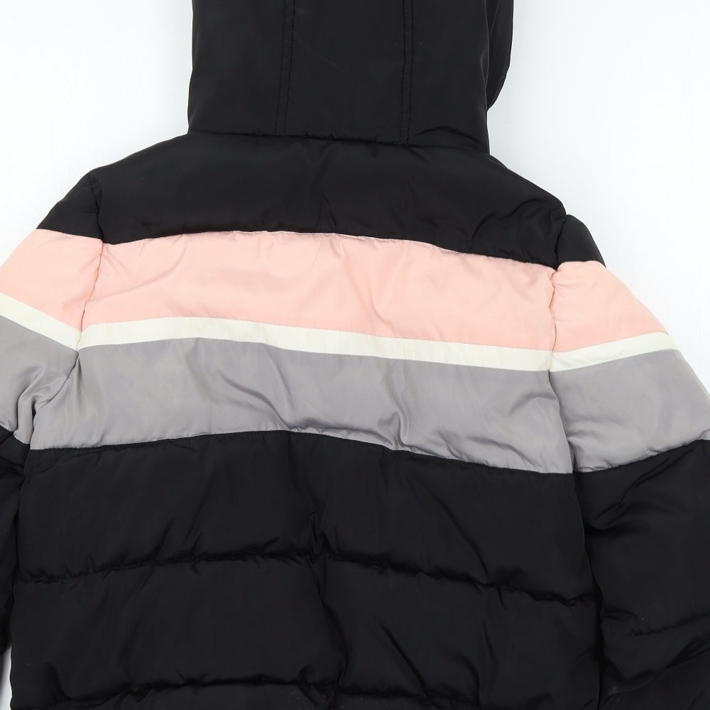 New Look Womens Black Striped  Puffer Jacket Jacket Size 12