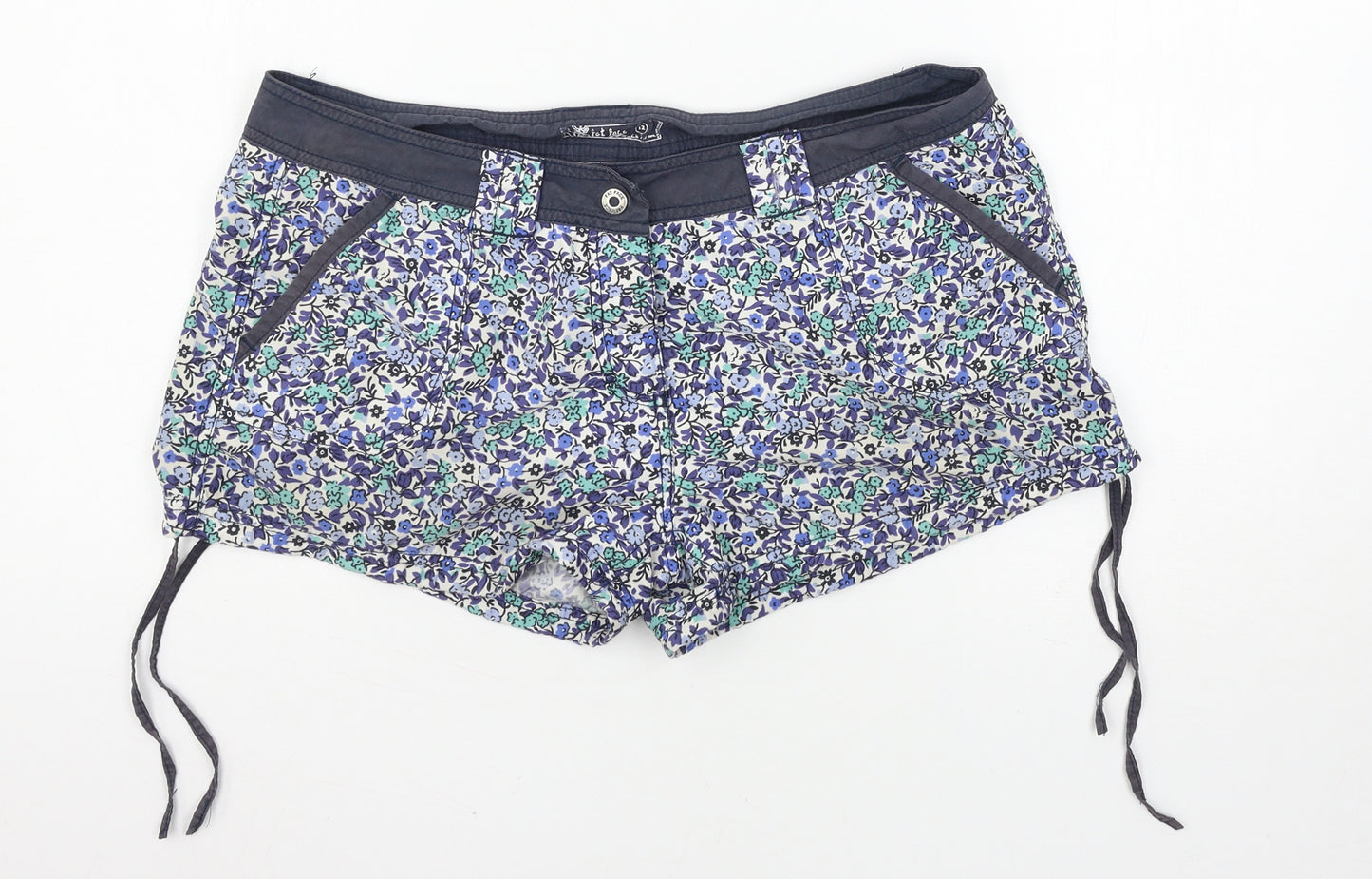 Fat Face Womens Blue Floral  Hot Pants Shorts Size 12
