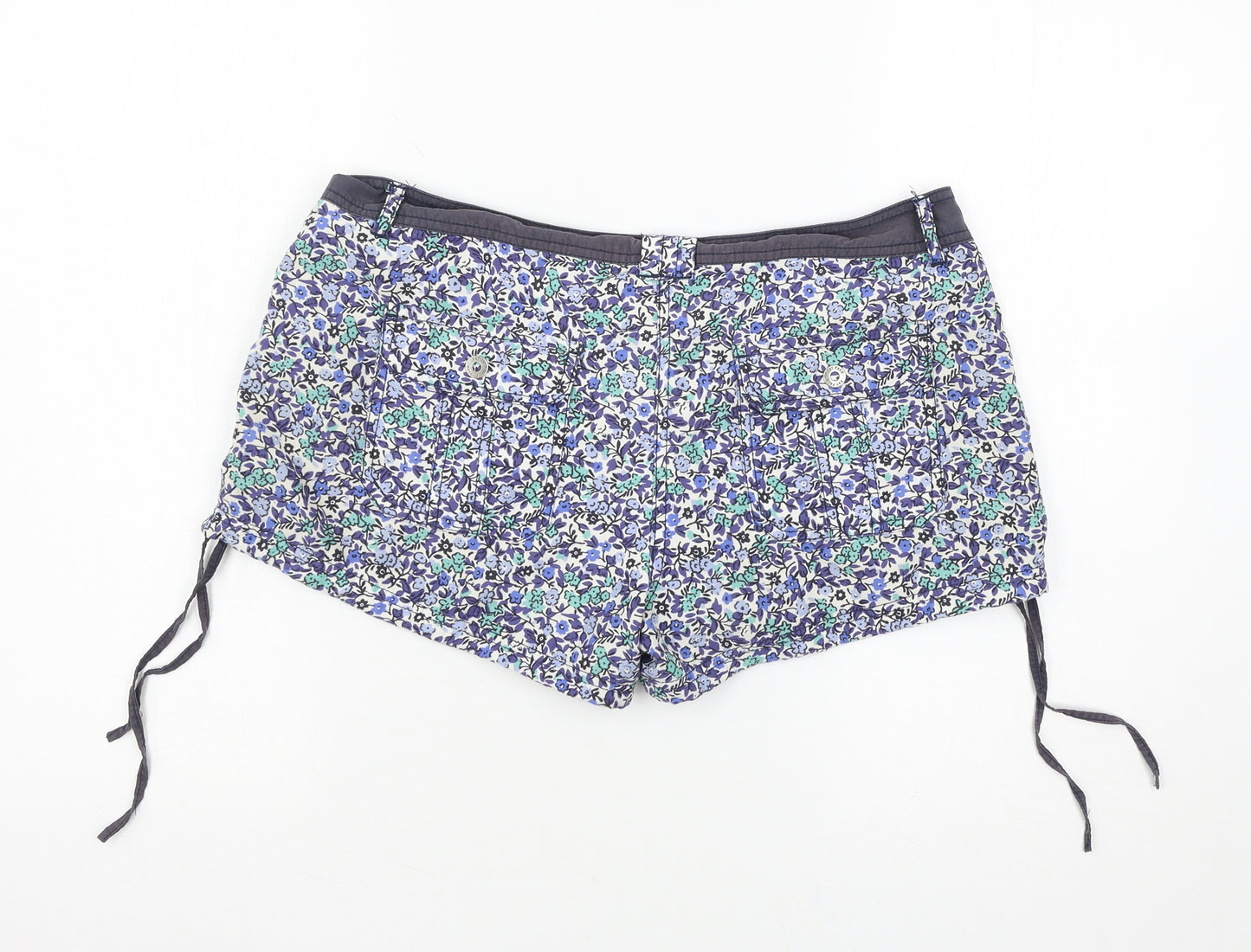 Fat Face Womens Blue Floral  Hot Pants Shorts Size 12