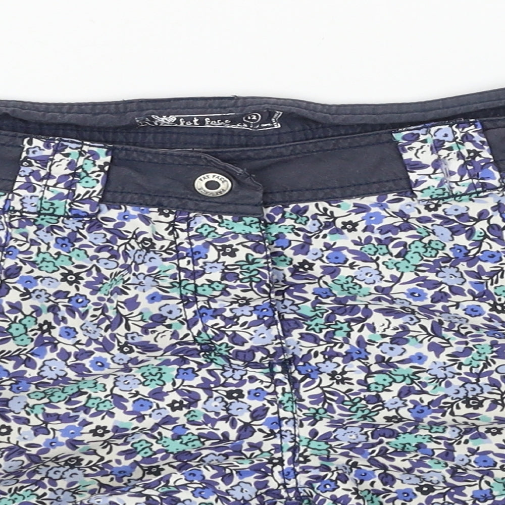 Fat Face Womens Blue Floral  Hot Pants Shorts Size 12