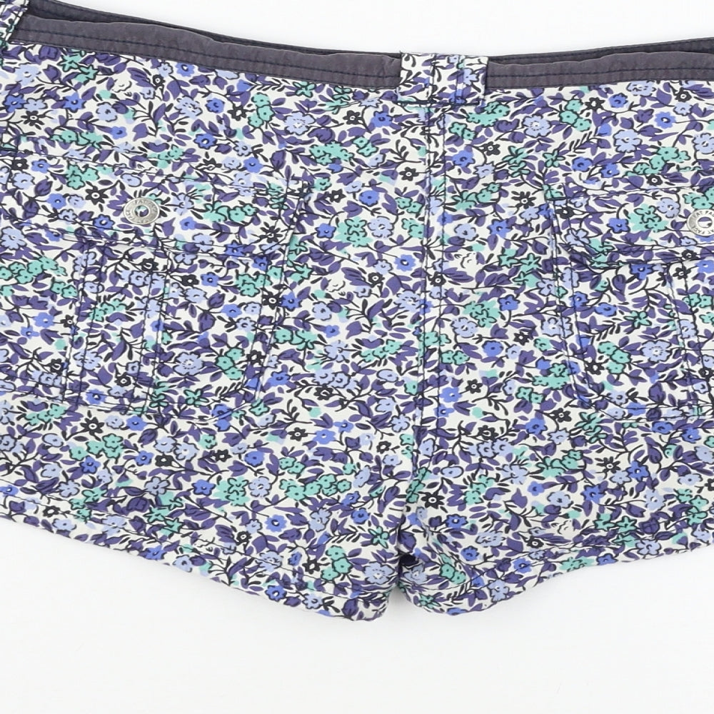 Fat Face Womens Blue Floral  Hot Pants Shorts Size 12