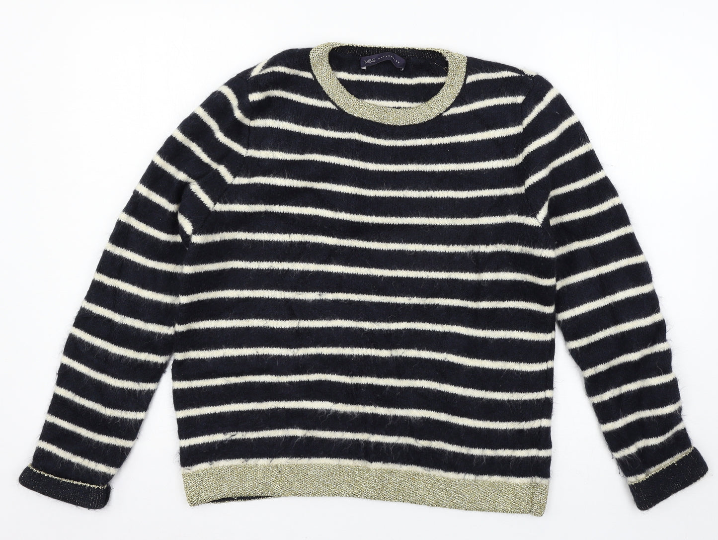 Marks and Spencer Womens Blue Striped Knit Pullover Jumper Size 12
