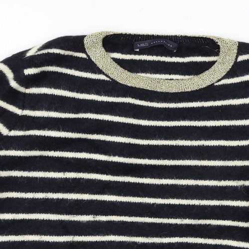Marks and Spencer Womens Blue Striped Knit Pullover Jumper Size 12