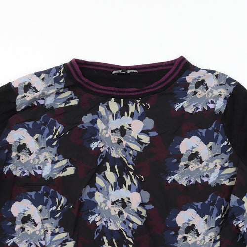 Warehouse Womens Black Floral Knit Pullover Jumper Size 18