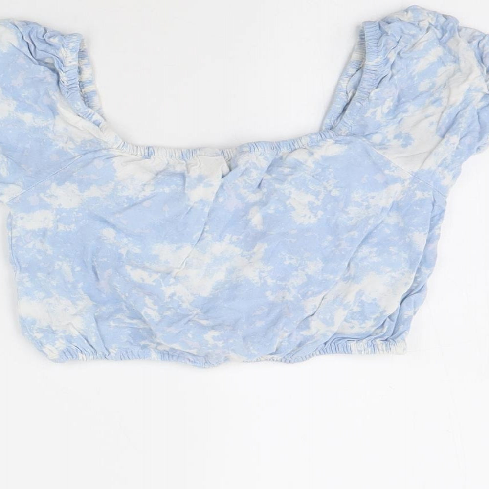 New Look Girls Blue Geometric  Basic Blouse Size 10 Years