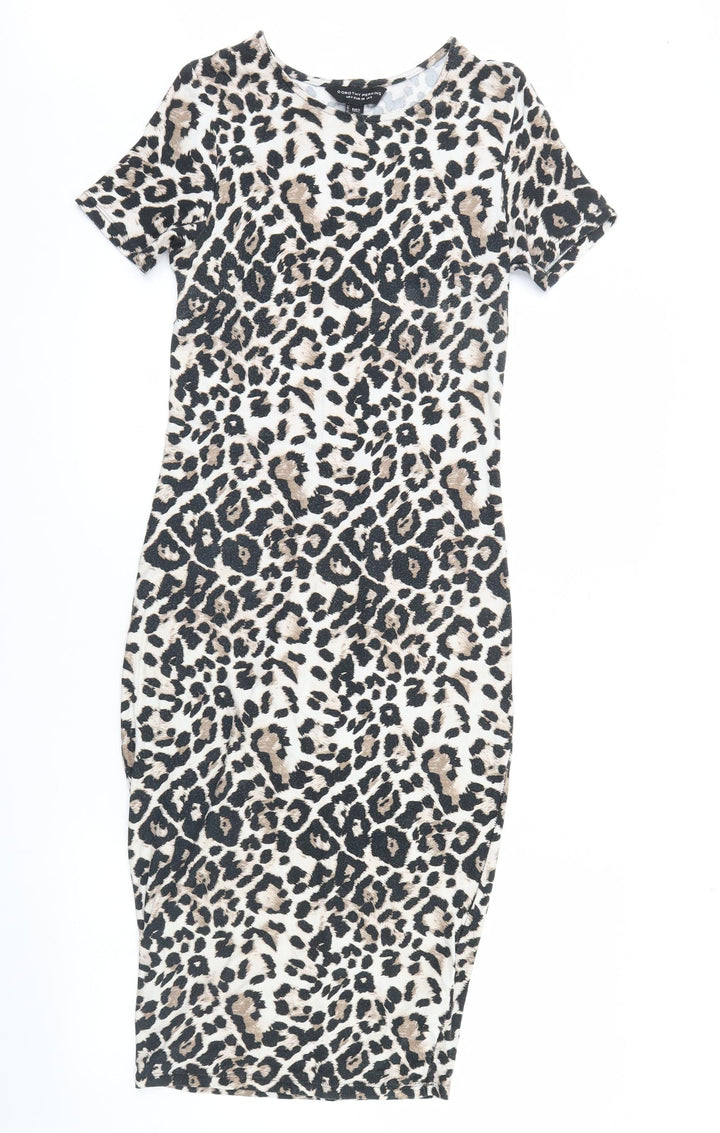 Dorothy Perkins Womens Brown Animal Print Maxi Size 8