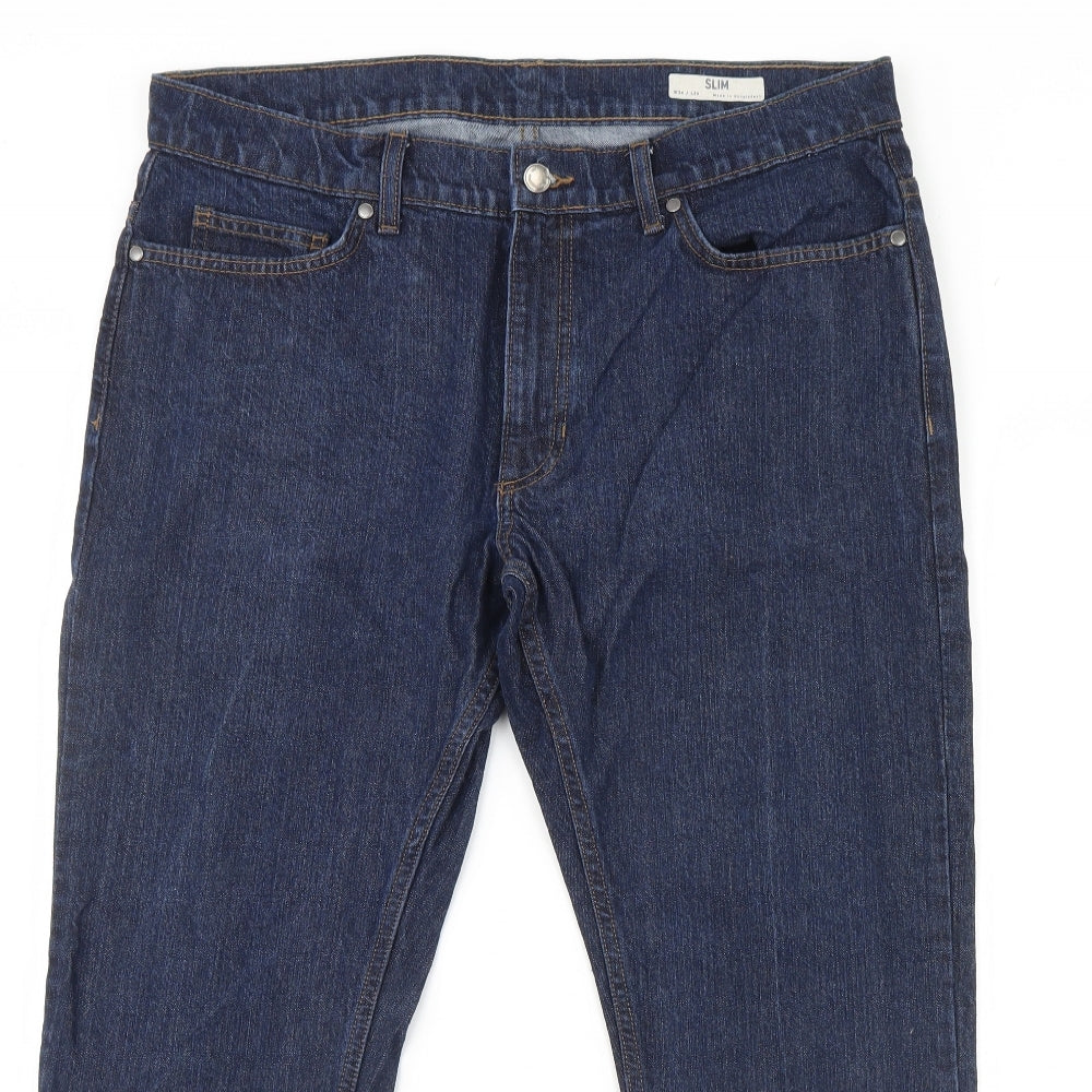 M&S Mens Blue  Denim Cropped Jeans Size 34 L27 in