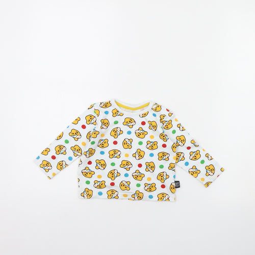 George Baby White Polka Dot  Basic T-Shirt Size 9-12 Months  - Pudsey Bear