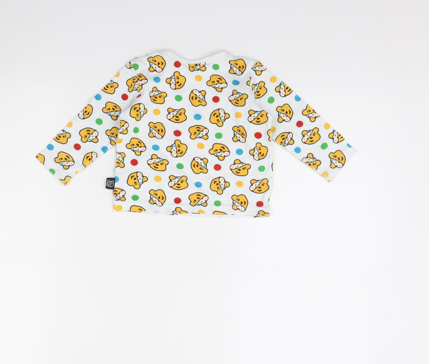 George Baby White Polka Dot  Basic T-Shirt Size 9-12 Months  - Pudsey Bear