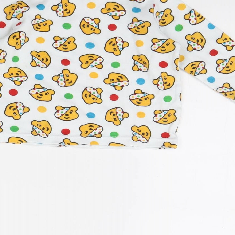 George Baby White Polka Dot  Basic T-Shirt Size 9-12 Months  - Pudsey Bear