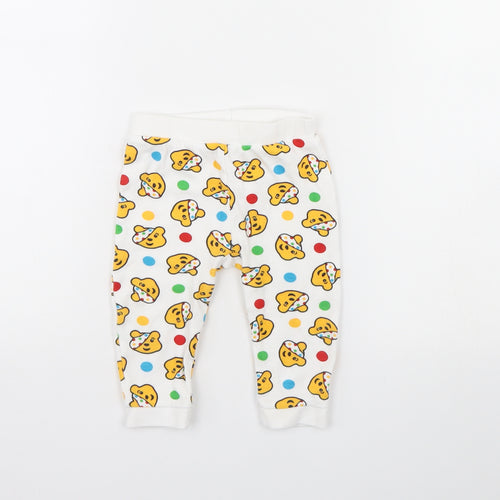 George Baby White Spotted  Jogger Trousers Size 9 Months  - Pudsey Bear