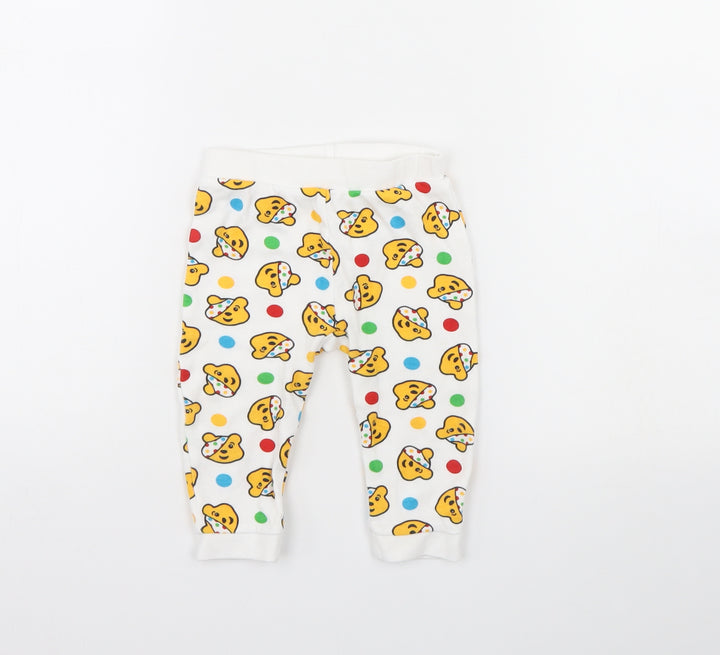 George Baby White Spotted Jogger Trousers Size 9 Months - Pudsey Bear