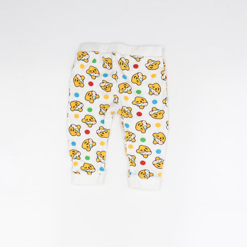 George Baby White Spotted  Jogger Trousers Size 9 Months  - Pudsey Bear