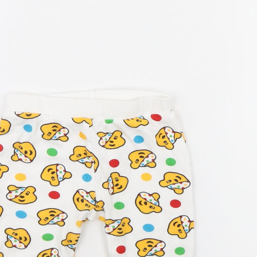 George Baby White Spotted  Jogger Trousers Size 9 Months  - Pudsey Bear