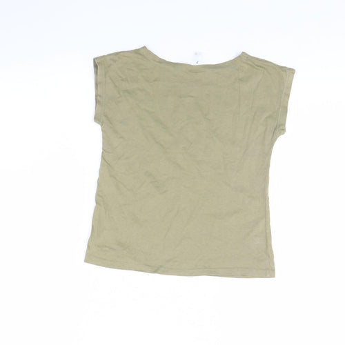 Preworn Girls Green   Basic T-Shirt Size 7 Years  - Good vibes