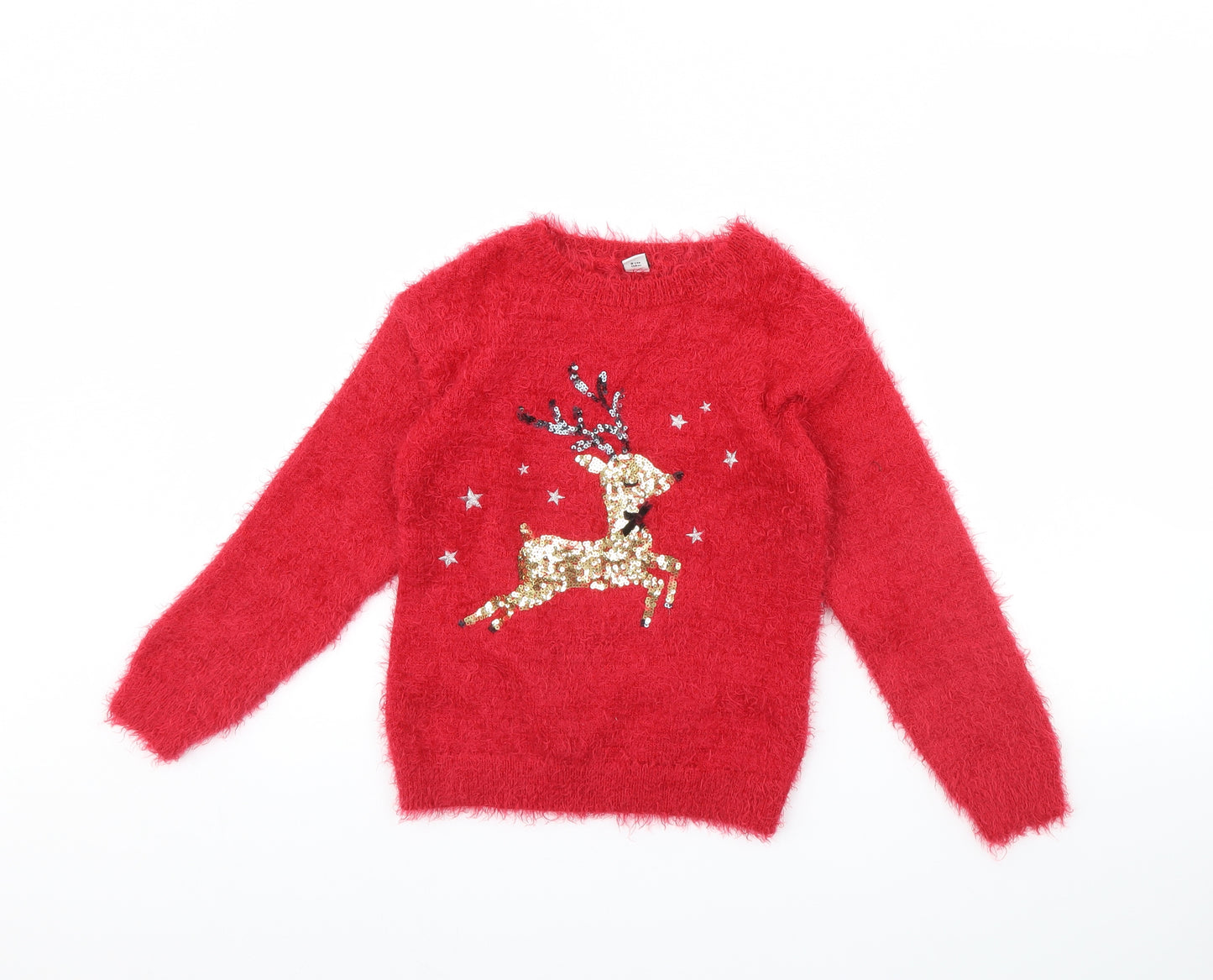 TU Girls Red   Pullover Jumper Size 9 Years  - Christmas jumper
