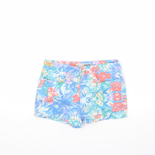 Topshop Womens Blue Floral  Cut-Off Shorts Size 28