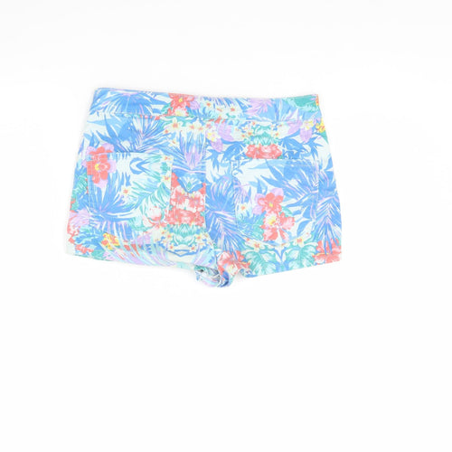 Topshop Womens Blue Floral  Cut-Off Shorts Size 28