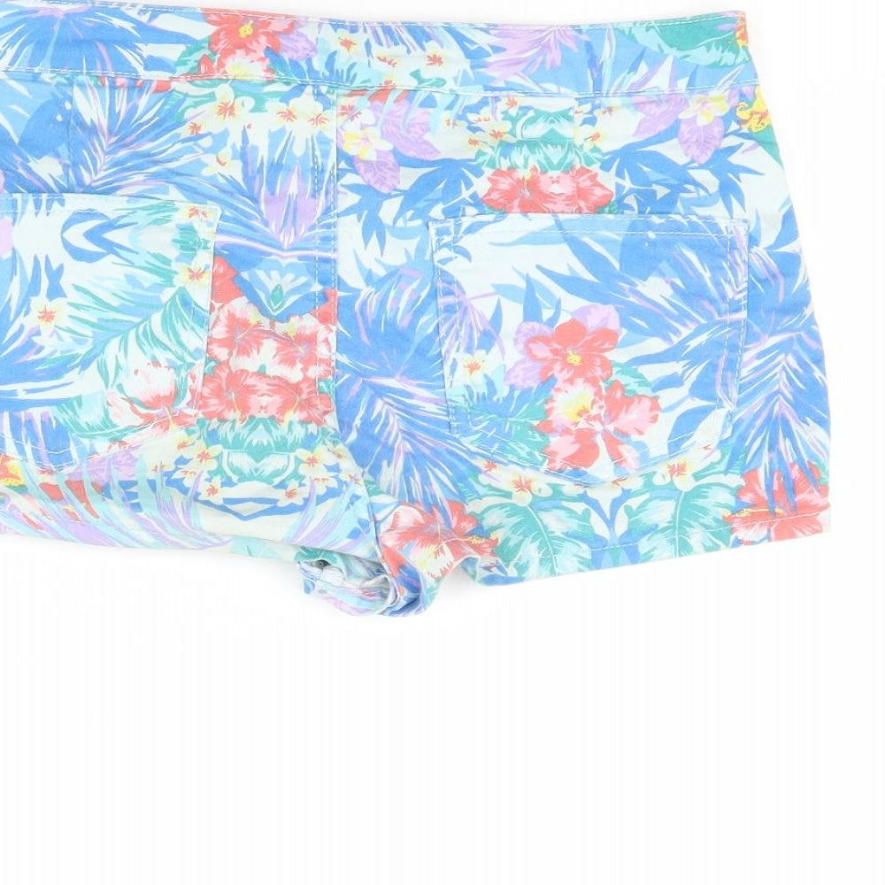 Topshop Womens Blue Floral  Cut-Off Shorts Size 28
