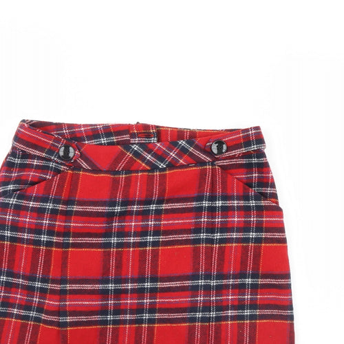 TU Womens Red Check  Mini Skirt Size 8