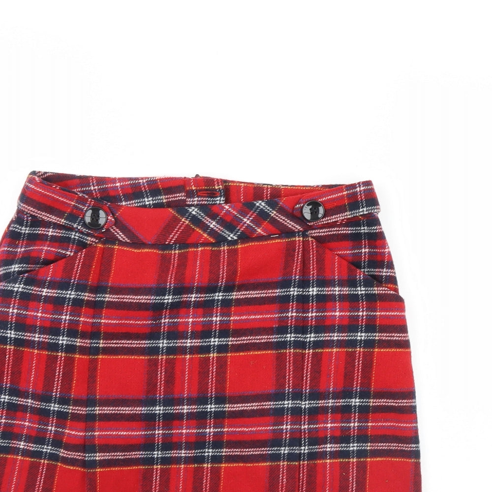 TU Womens Red Check  Mini Skirt Size 8