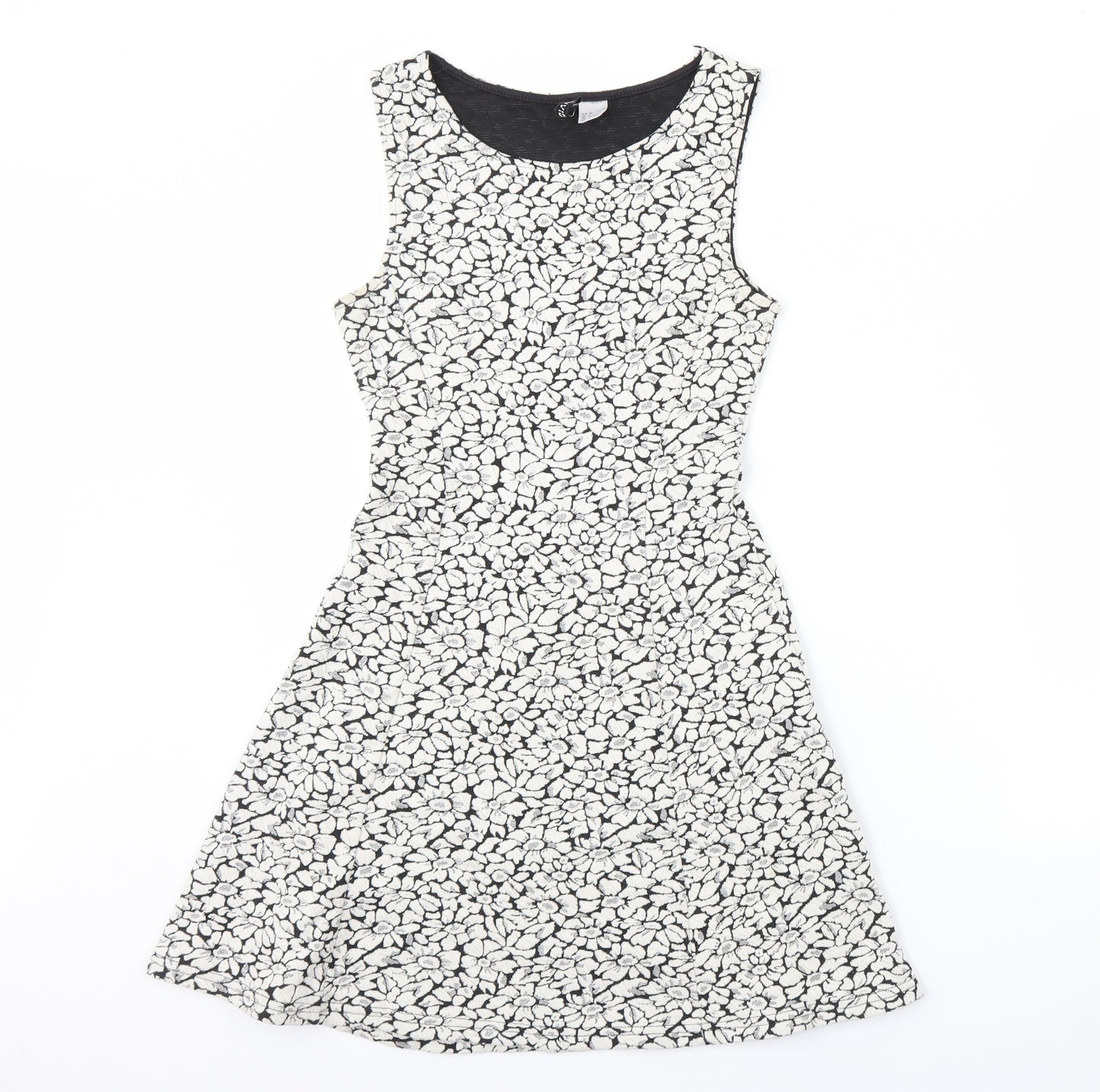 Divided Womens Black Floral  Fit & Flare  Size 8