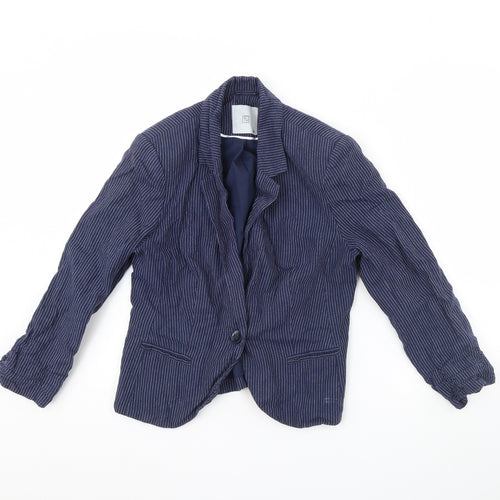 F&F Womens Blue Striped  Jacket  Size 10  - Shoulder Pads