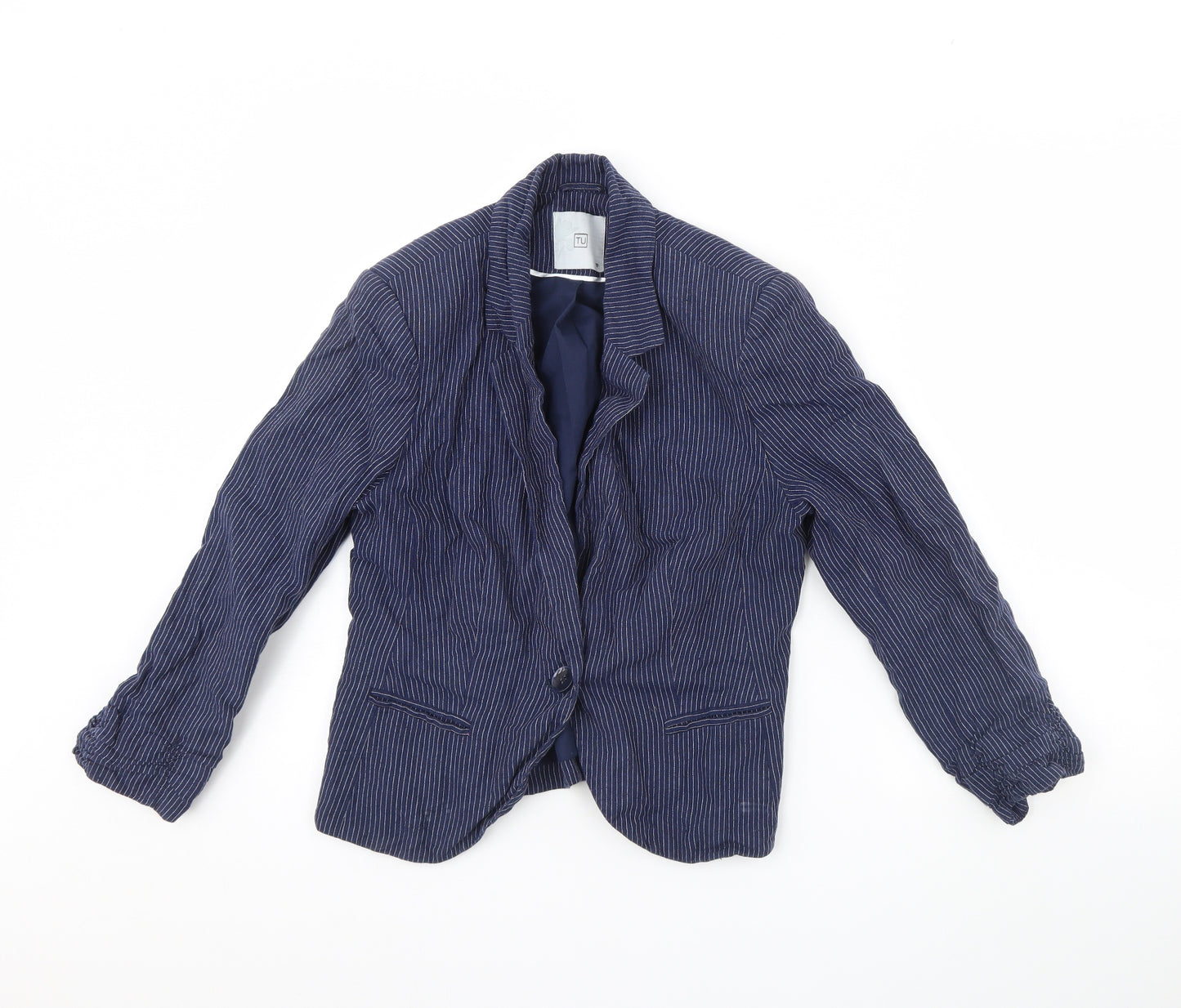 F&F Womens Blue Striped  Jacket  Size 10  - Shoulder Pads