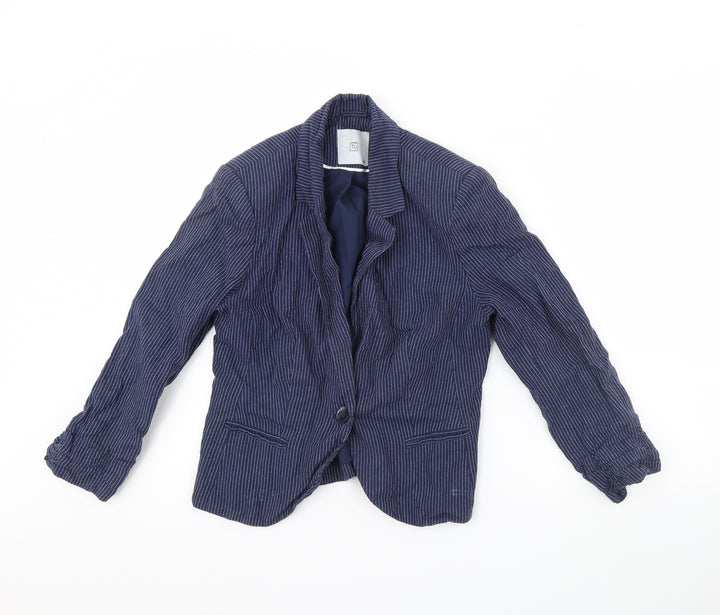 F&F Womens Blue Striped  Jacket  Size 10  - Shoulder Pads