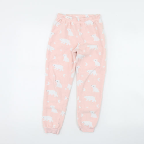 George Girls Pink Animal Print Fleece Cami Pyjama Pants Size 7 Years  - Polar bear