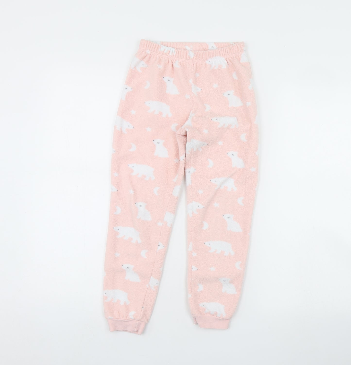 George Girls Pink Animal Print Fleece Cami Pyjama Pants Size 7 Years  - Polar bear