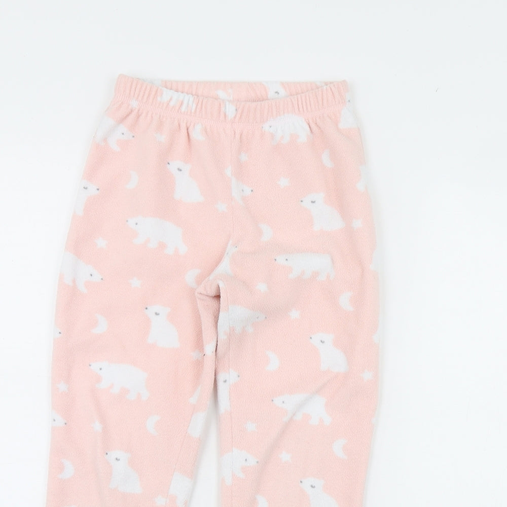 George Girls Pink Animal Print Fleece Cami Pyjama Pants Size 7 Years  - Polar bear