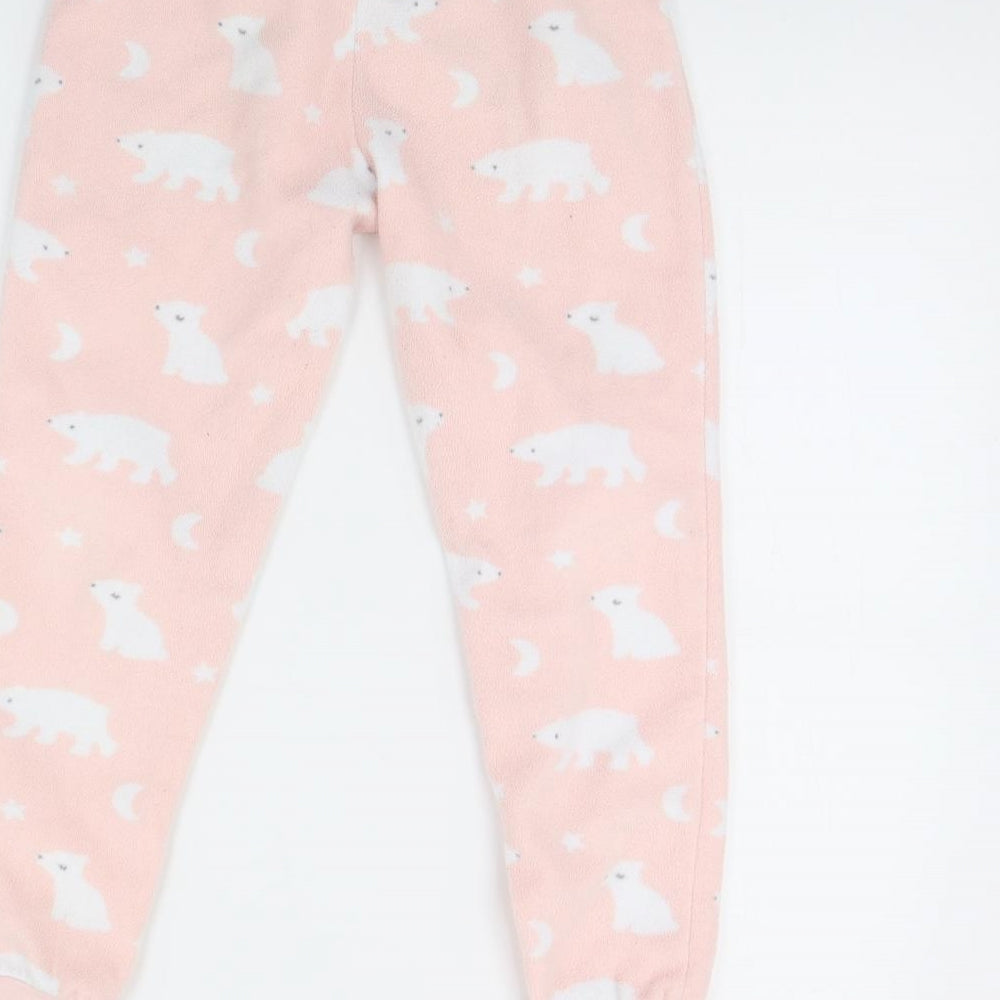 George Girls Pink Animal Print Fleece Cami Pyjama Pants Size 7 Years  - Polar bear
