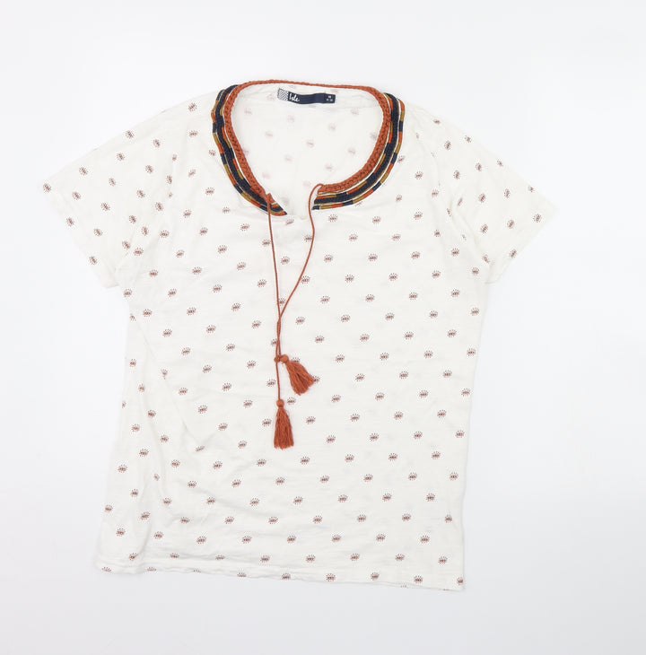 isle Womens White Geometric  Basic Blouse Size M