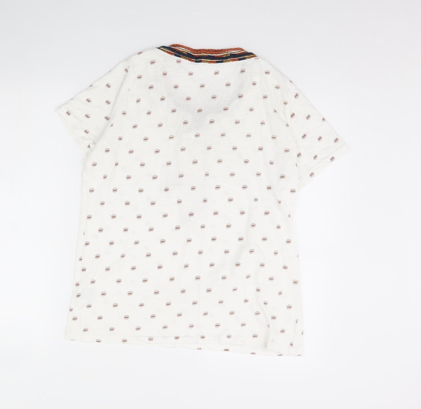 isle Womens White Geometric  Basic Blouse Size M
