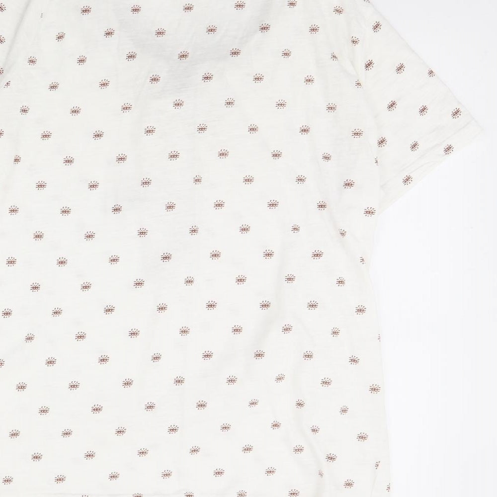 isle Womens White Geometric  Basic Blouse Size M