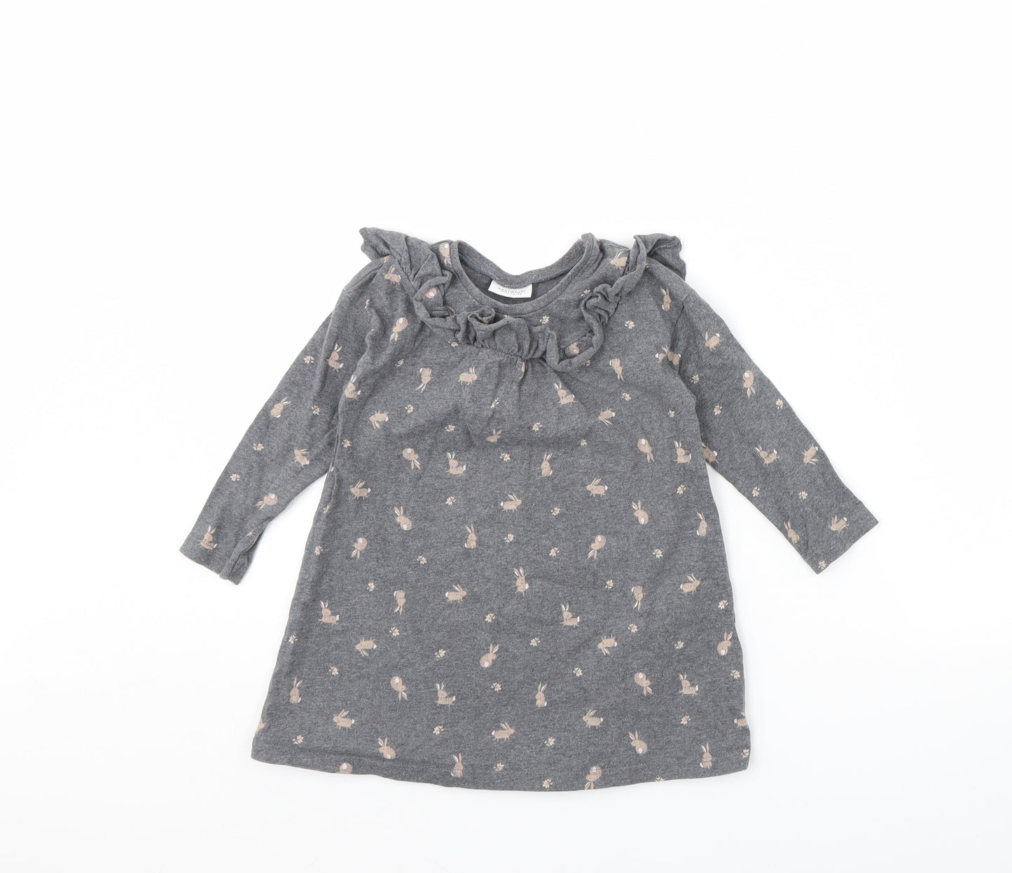 NEXT Girls Grey Animal Print  Jumper Dress  Size 18 Months